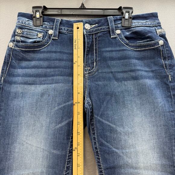 Miss Me Jean Capris Women's 29 (8) Blue Mid Rise Crop Sequin Accent Faux Pocket - Picture 11 of 13